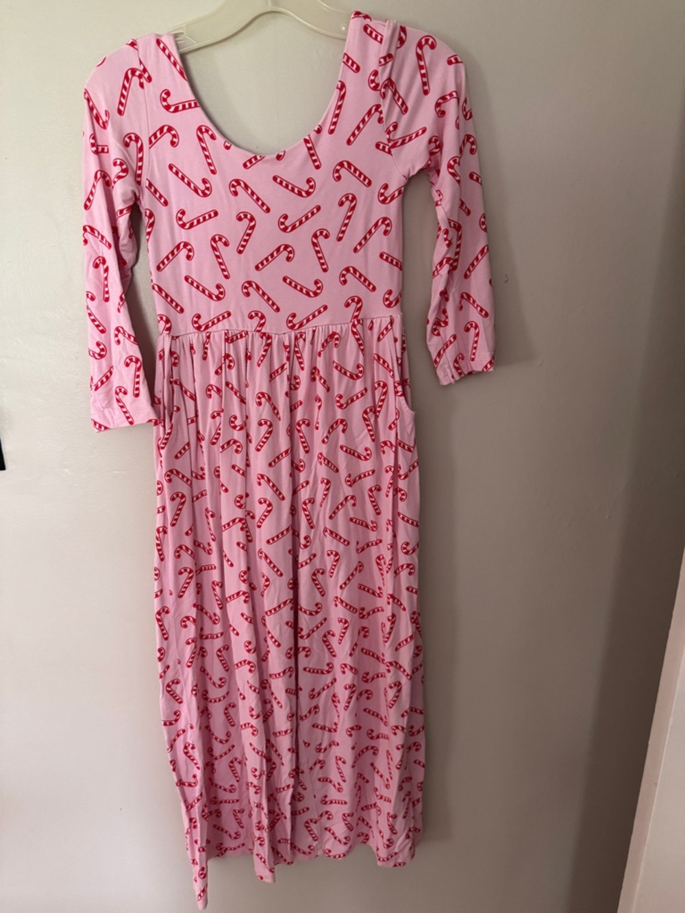 Girls' Pink Candy Cane Print Maxi One-Piece Romper